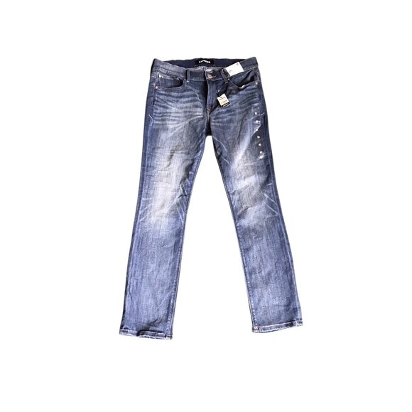 NWT Express Dark Wash Skinny Mid Rise Jeans - Picture 4 of 7